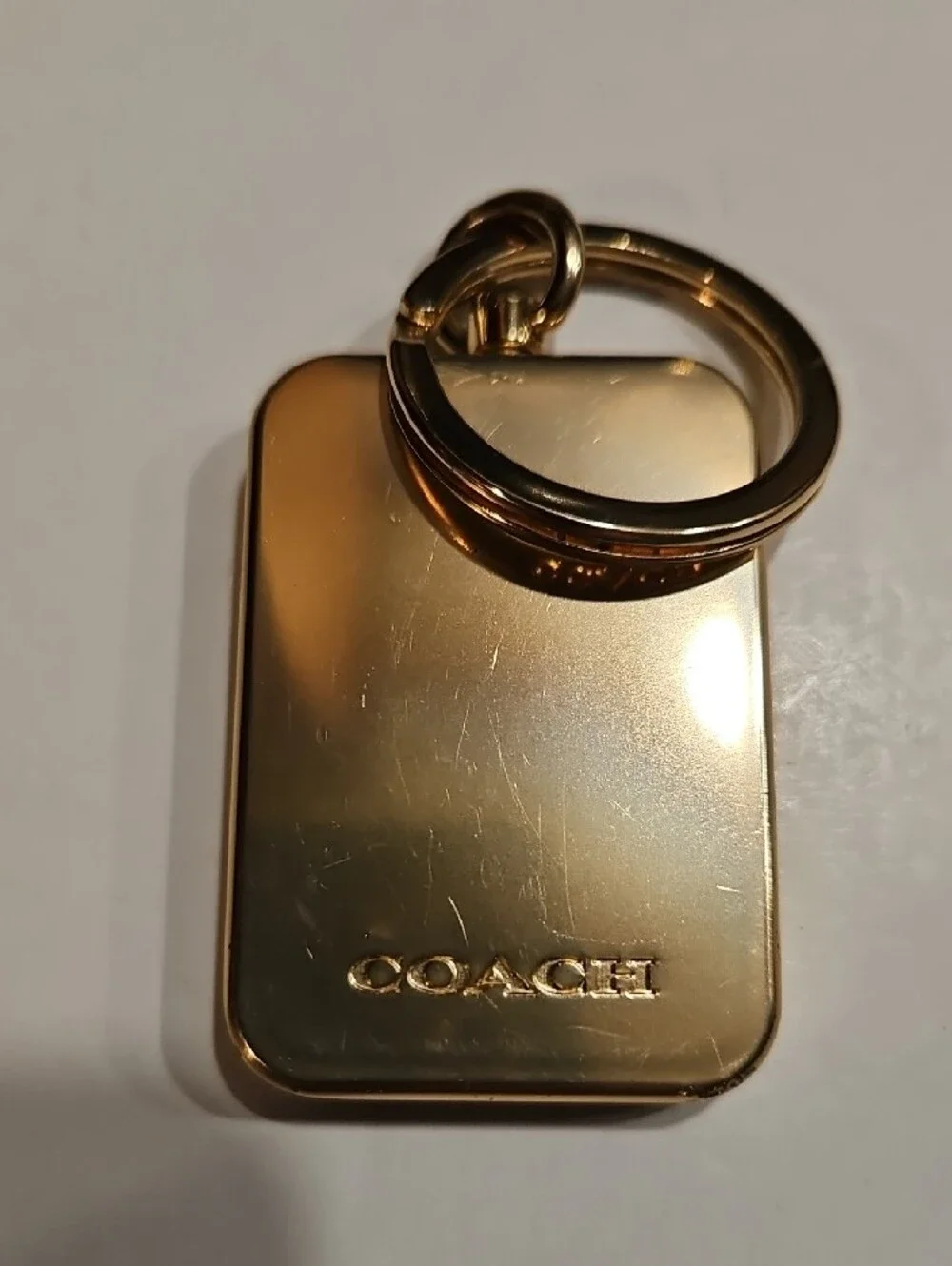 Coach Gold & Cream Horse And Carriage Logo Keyring / Bag Charm